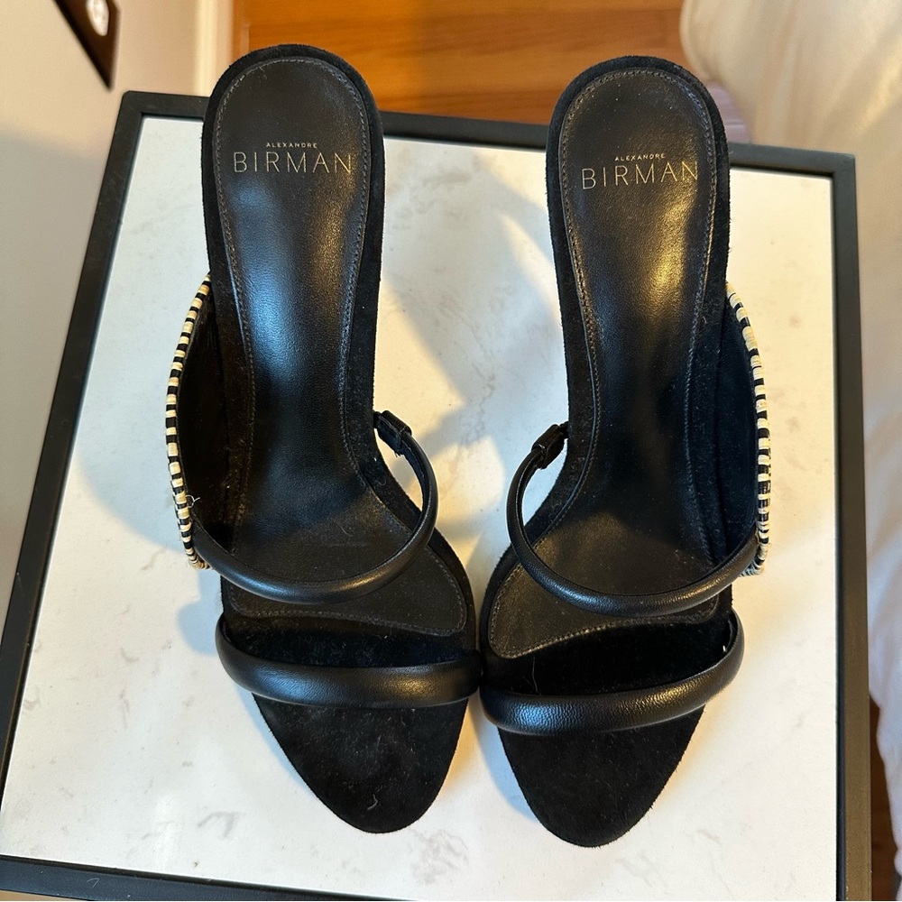 Alexandre Birman Marjorie 85 Genuine Leather & Straw Sandal - Picture 4 of 5